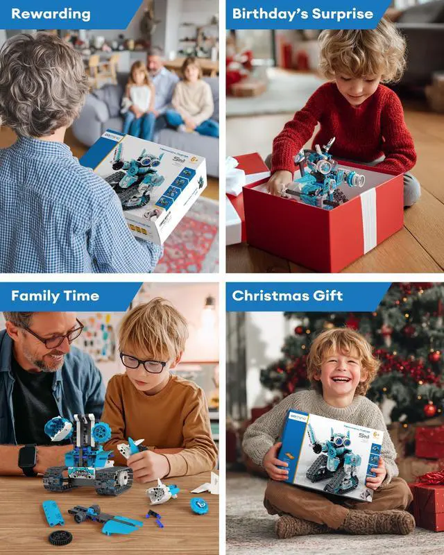 Alt view image 6 of 6 - 5 in 1 STEM RC Robot Building Kit, 398PCS APP & Remote Control Blocks DIY Engineering Robotics, Erector Science Set , Educational Learn Toys Gift for Boys & Girls