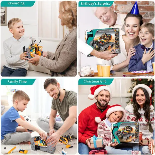 Alt view image 6 of 6 - 5 in 1 STEM Remote Control Building Kit, 392Pcs Blocks Erector Projects Set Toys for Kids Age 8-12, Build a Tank/Robot/AVT DIY Science Educate 6 7 9 10 11 Years Old for Boys & Girls Gift Ideas