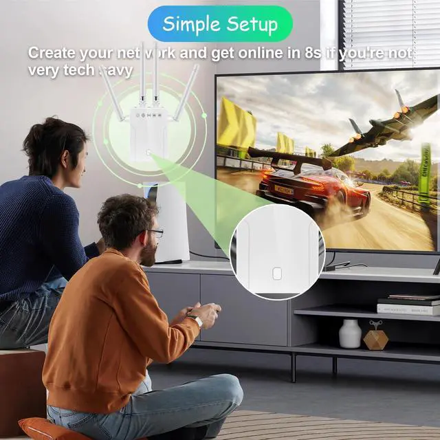 Alt view image 3 of 7 - WiFi Extender Signal Booster for Home: Internet Repeater Long Range Covers Up to 45+ Devices and 8470 Sq.ft for Apartment Basement Office House