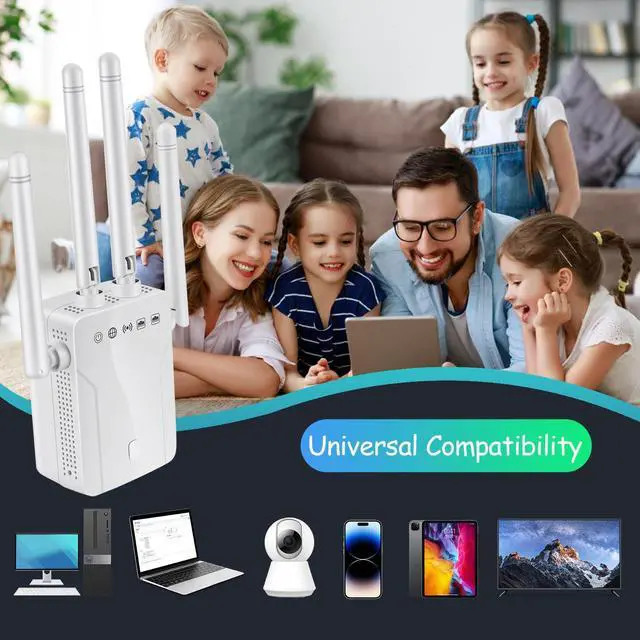 Alt view image 7 of 7 - WiFi Extender Signal Booster for Home: Internet Repeater Long Range Covers Up to 45+ Devices and 8470 Sq.ft for Apartment Basement Office House