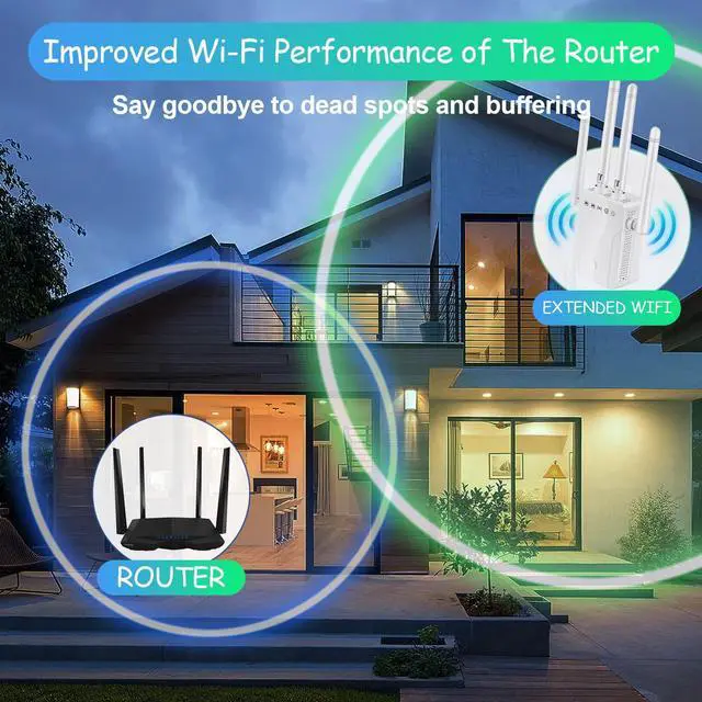 Alt view image 5 of 7 - WiFi Extender Signal Booster for Home: Internet Repeater Long Range Covers Up to 45+ Devices and 8470 Sq.ft for Apartment Basement Office House