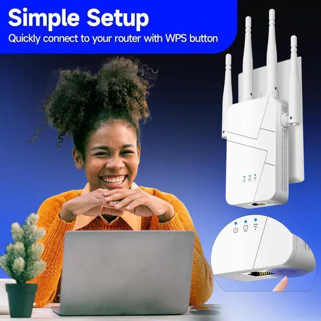 Alt view image 4 of 7 - 2025 WiFi Extender Signal Booster for Home, 15000sq.ft Wireless Internet Repeater, Long Range WiFi Booster and Signal Amplifier w/Ethernet Port, WiFi Router Extender Support 99% Devices, 1-Tap Setup