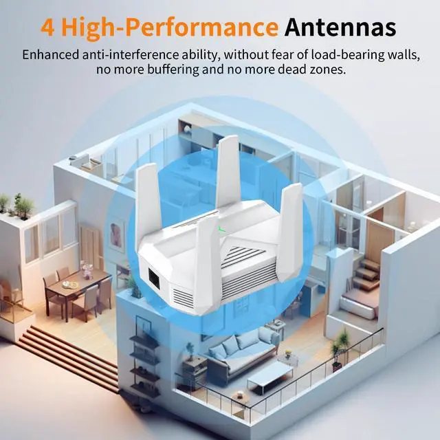 Alt view image 3 of 6 - 2025 AC2100 WiFi Extender - WiFi Extender Signal Booster with Gigabit Ethernet Port, WiFi Booster Dual-Band(5.8G&2.4G) Coverage to 12888 sp.ft, Faster Speed, Compatible with Multiple Devices
