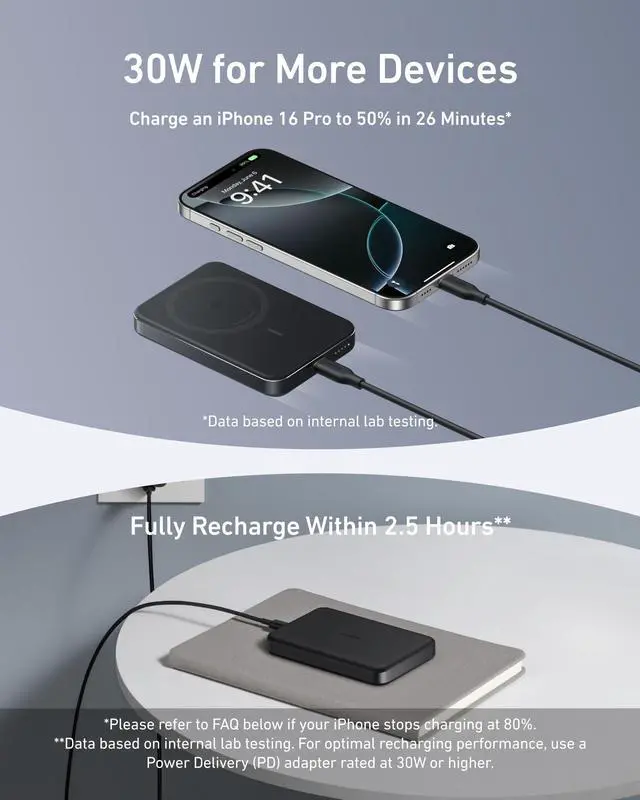 Alt view image 6 of 6 - MagGo Power Bank, Ultra-Slim 10,000mAh Magnetic Battery Pack, Qi2 Certified 15W Ultra-Fast MagSafe Compatible Portable Charger, Ergonomic Design, for iPhone16/15/14/13/12 Series Only