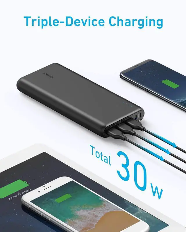 Alt view image 3 of 6 - Power Bank, 26,800 mAh External Battery with Dual Input Port and Double-Speed Recharging, 3 USB Ports Without A-C Cable, for iPhone Series, iPad, Samsung, Android and Other Devices