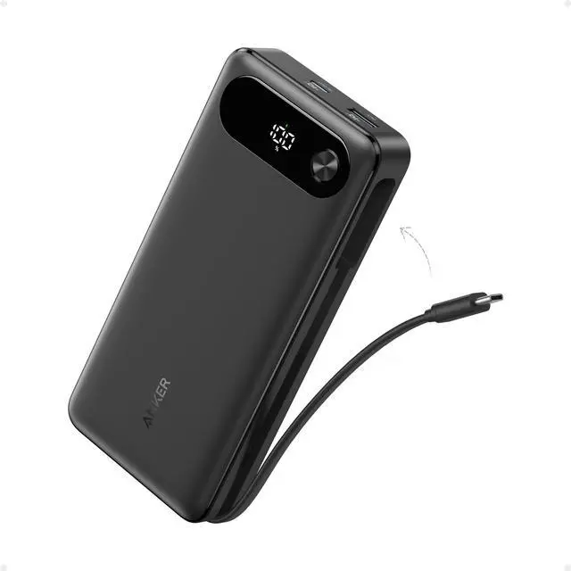 Main image of Power Bank, 20,000mAh Travel Essential Portable Charger with Built-in USB-C Cable, 3-Port 87W Max Fast Charging Battery Pack, for MacBook, iPhone 16/15 Series, Samsung, Switch, and More