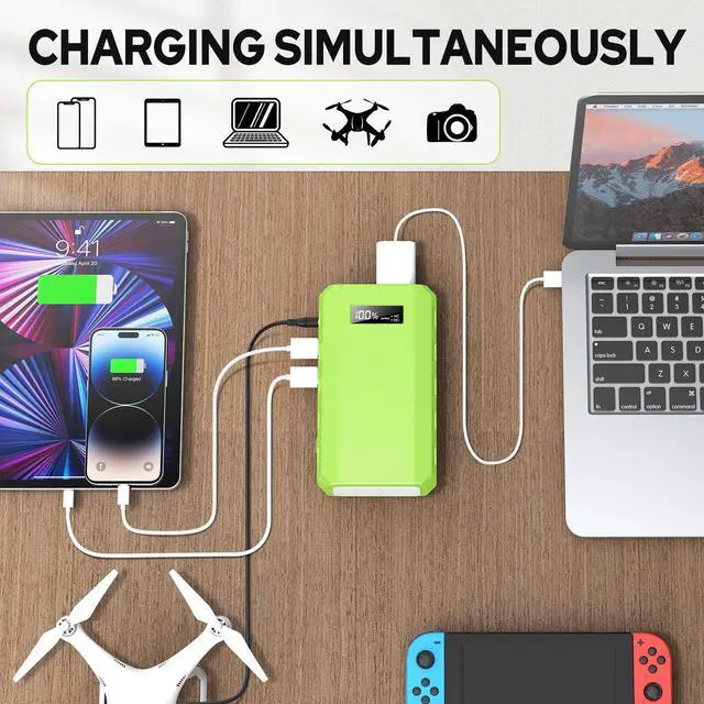 Alt view image 2 of 7 - Portable Power Station with AC Outlet, 65W/110V External Battery Pack 24000mAh/88.8Wh Power Pack, Portable Power Source Supply Backup for Outdoor Tent Camping Home Office
