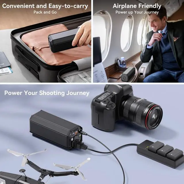 Alt view image 4 of 7 - Portable Power Bank with AC Outlet, 100W Portable Laptop Charger, 98Wh/27000mAh High Capacity with 65W PD USB C Laptop Battery Bank, Backup Power Source for Business Travel and Outdoor Activities