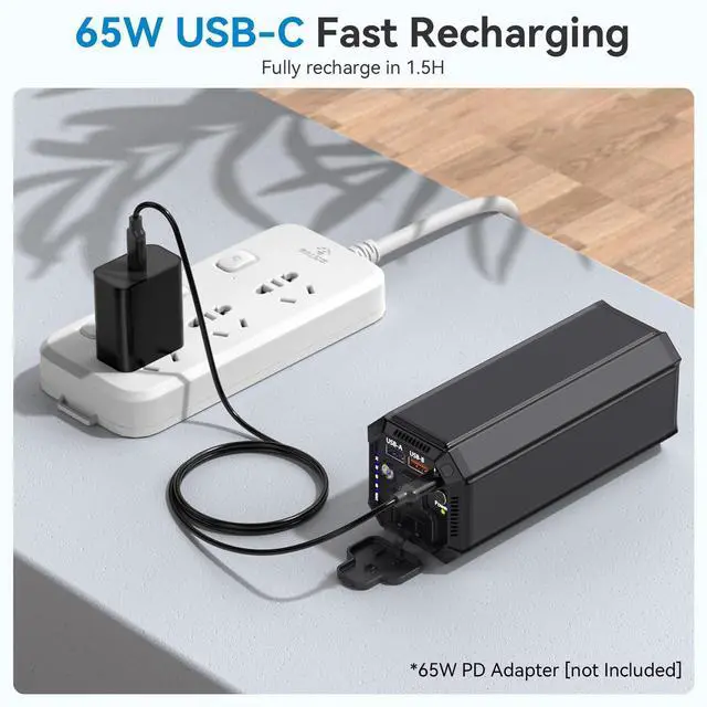 Alt view image 6 of 7 - Portable Power Bank with AC Outlet, 100W Portable Laptop Charger, 98Wh/27000mAh High Capacity with 65W PD USB C Laptop Battery Bank, Backup Power Source for Business Travel and Outdoor Activities
