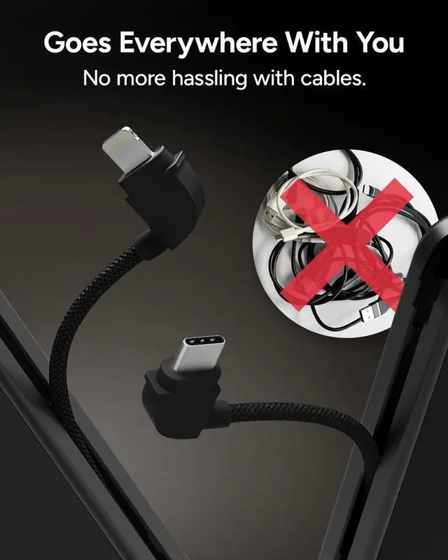 Alt view image 7 of 7 - Powerstation Plus Ultra 10,000mAh Power Bank - Integrated USB-C and Lightning Cables and Foldable Wall Prongs  Fast Charging for Smartphones, Tablets, and More