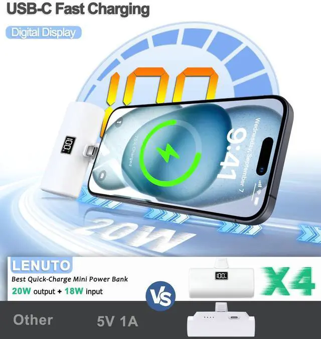 Alt view image 4 of 7 - Portable Charger, 6000mAh for iPhone 15 16 Power Bank, USB-C Portable Phone Charger with Fast Charging (20W), Mini Battery Pack for iPhone 15 Pro/15 Plus/15 Promax/Samsung/Huawei Andriod - Khaki