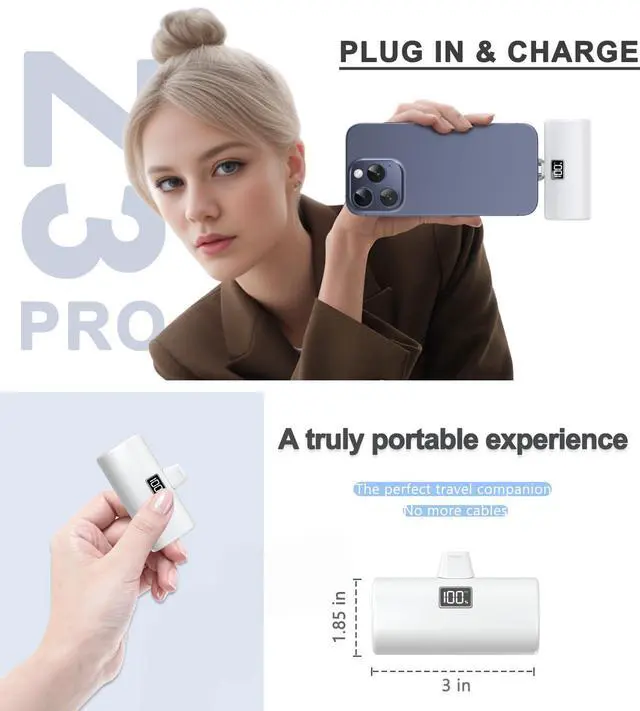 Alt view image 3 of 7 - Portable Charger, 6000mAh for iPhone 15 16 Power Bank, USB-C Portable Phone Charger with Fast Charging (20W), Mini Battery Pack for iPhone 15 Pro/15 Plus/15 Promax/Samsung/Huawei Andriod - Khaki