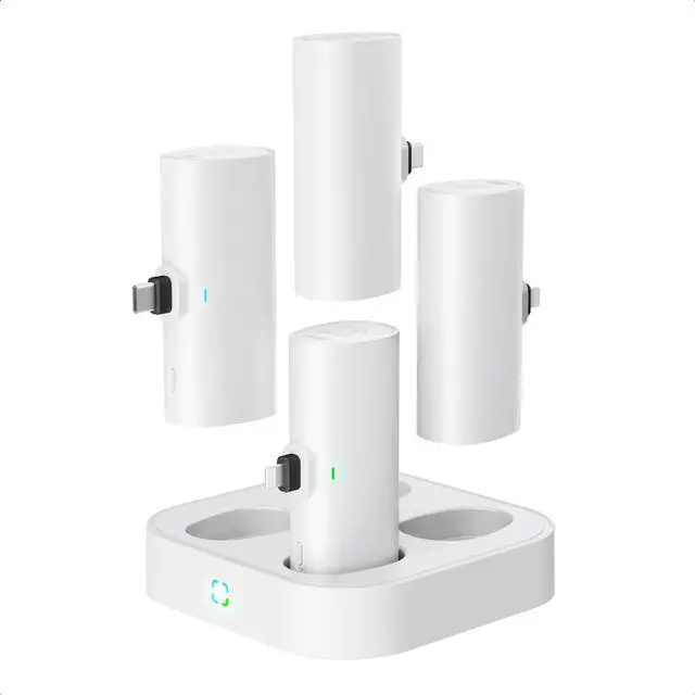 Main image of Family Small Portable Charger 4000mAh 4 Packs Charging Station Set, Shared Power Bank Kit Compatible with iPhone 14 Series(2 Pack) and USB-C iPhone 15 Series(2 Pack) Battery Pack for Travel, Party