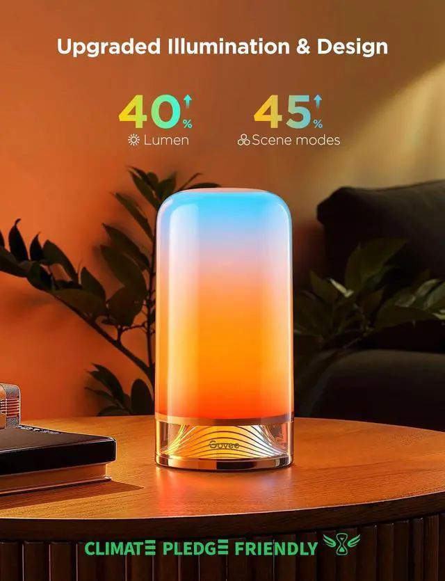Alt view image 2 of 7 - RGBIC Smart Table Lamp 2, Touch Bedside Small Table Lamp Work with Matter, Alexa, LED Desk Lamp with 64 Scene Modes, Color Changing Lamp for Bedroom Living Room Dimmable Night Light(Corded)