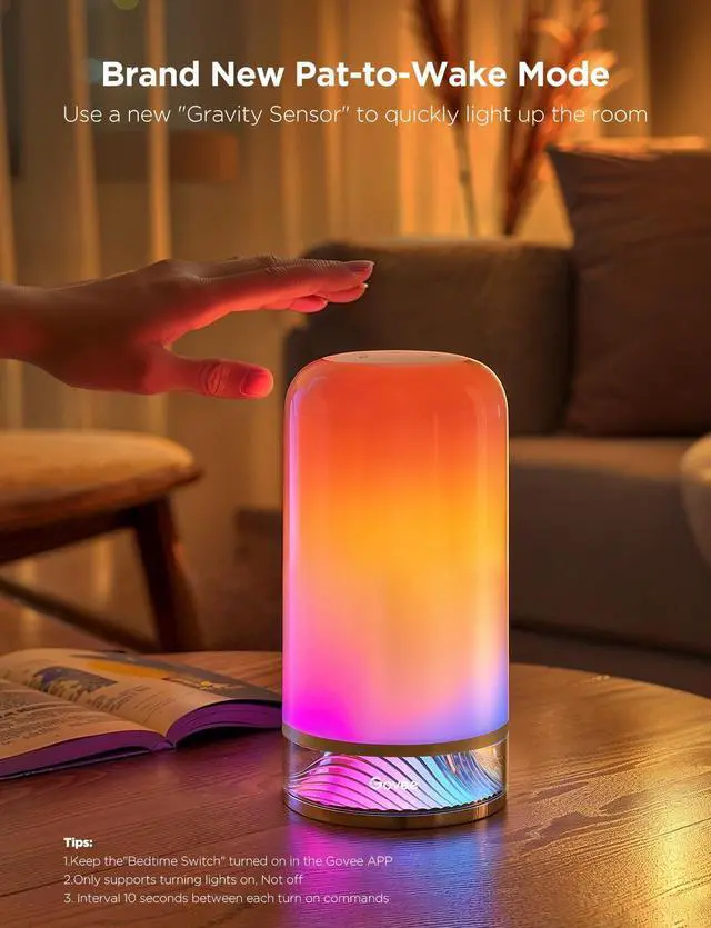 Alt view image 5 of 7 - RGBIC Smart Table Lamp 2, Touch Bedside Small Table Lamp Work with Matter, Alexa, LED Desk Lamp with 64 Scene Modes, Color Changing Lamp for Bedroom Living Room Dimmable Night Light(Corded)