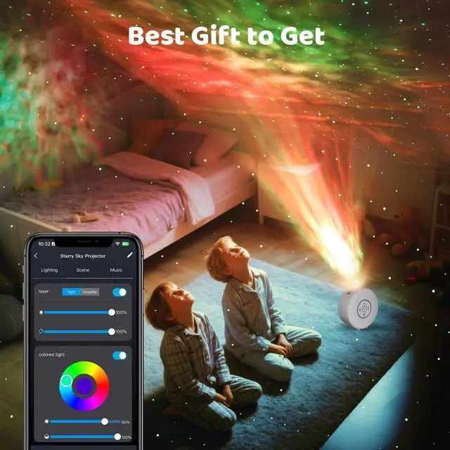Alt view image 7 of 7 - Smart Star Light Projector,Galaxy Projector with 6 Projection Slide,Smart APP & Voice Control Rotatable Galaxy lamp with 24H Timer and 37 White Noises Cloud Light Gift for  Room Decor(White)