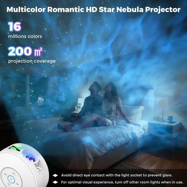Alt view image 4 of 7 - Smart Star Light Projector,Galaxy Projector with 6 Projection Slide,Smart APP & Voice Control Rotatable Galaxy lamp with 24H Timer and 37 White Noises Cloud Light Gift for  Room Decor(White)