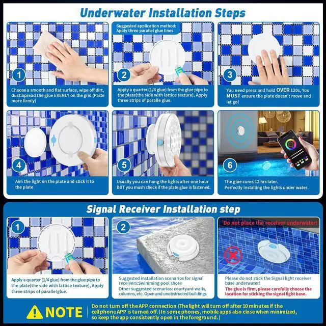 Alt view image 2 of 7 - Pool Light, Rechargeable Smart Magnetic Underwater Floating Lights with Remote Control & APP, 4000mAh 300+ Dimmable IP68 Waterproof Light for Above/In Ground Swimming Pools, Ponds, Bathtubs, Party
