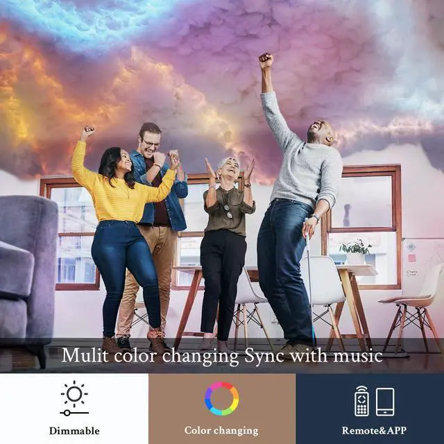 Alt view image 5 of 7 - ,New 3D Thundercloud LED Light Cotton Lightning Cloud Colorful Atmosphere Night Light, DIY Creative Cloud Lights Gaming Room Garage Club Bar dj Party,16 Feet
