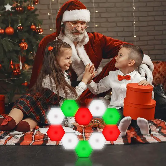 Alt view image 5 of 6 - Hexagon Lights, Smart LED Wall Lights with Remote, 13 Colors Touch-Sensitive DIY Modular Assembled RGB Wall Panels, Hex Light with USB-Power for Autism, Game Room Decor, Party (10 Pack)