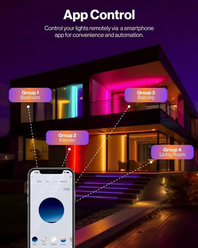 Alt view image 5 of 6 - 4 Inch 6 Pack Smart Ultra Thin LED Recessed Ceiling Lights with Night Light, Tunable CCT 2700K to 5000K, Dimmable, 11W, Smooth Trim, Canless with Junction Box
