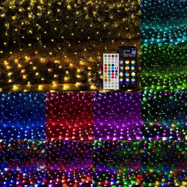 Main image of Smart Christmas 360 LED Net Lights, 12FT x 5 FT RGB Color Changing String Lights with Remote & APP Control, Christmas Decorations for Indoor Outdoor Xmas Party Yard Garden Decor