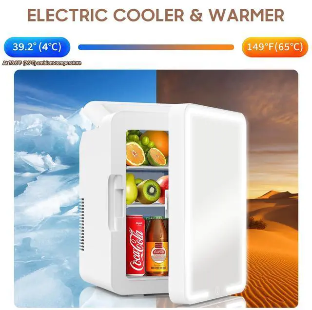Alt view image 5 of 7 - 12L Mini Skincare Fridge with Dimmable LED Light Mirror, Makeup Fridge for Cooler & Warmer, Cosmetics, Beauty, Food & Drinks, Portable Small Refrigerator for Bedroom, Office, Dorm and Car