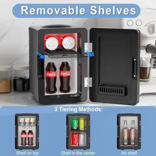 Alt view image 3 of 7 - Mini Fridge 6L for Bedroom, Makeup Little Refrigerator with LED Light Portable Cosmetic Fridge for Dorm and Office, Desk Personal Cooler for Beauty Skincare Product and Food, Black