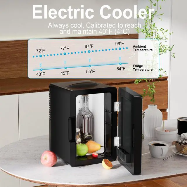 Alt view image 4 of 7 - Mini Fridge 6L for Bedroom, Makeup Little Refrigerator with LED Light Portable Cosmetic Fridge for Dorm and Office, Desk Personal Cooler for Beauty Skincare Product and Food, Black