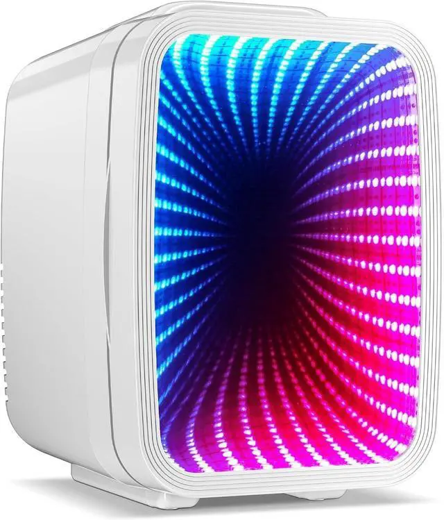 Main image of MF01C Mini Fridge, 7 Light Modes Including Flashing Marquee, Quiet Cooling & Warming Function, AC/DC Power, 4 L/6 Cans Capacity, Small Refrigerator for Gaming Room, Bedroom, Office and Car