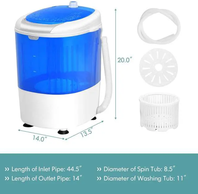 Alt view image 7 of 7 - GX24977-PE, Mini Washer and Spinner Combo, 5.5lbs, Semi-automatic Compact Laundry Apartment Dorm RV Portable Washing Machine, 5.5 LBS Capacity