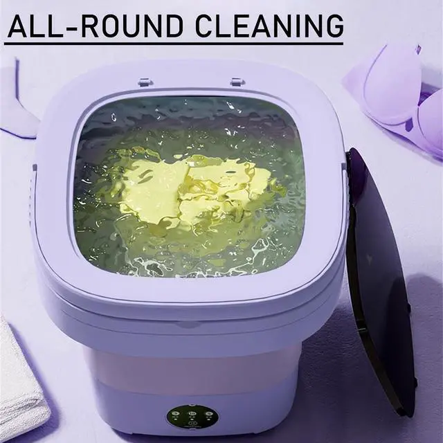 Alt view image 2 of 7 - Portable washing machine,Mini Washer,11L upgraded large capacity foldable Washer.Deep cleaning of underwear, baby clothes and other small clothes.Suitable for apartments, dormitories, hotels (Purple)