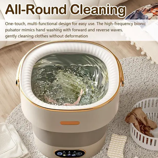 Alt view image 5 of 7 - Portable Mini Washing Machine 15L with Upgraded Spin Basket, Compact Clothes Washer for Underwear, Baby Clothes & Small Items, Ideal for Home, Apartments, RV Tours, Dormitories & Hotels