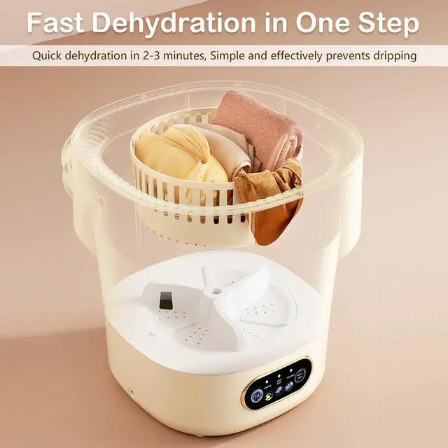 Alt view image 6 of 7 - Portable Mini Washing Machine 15L with Upgraded Spin Basket, Compact Clothes Washer for Underwear, Baby Clothes & Small Items, Ideal for Home, Apartments, RV Tours, Dormitories & Hotels