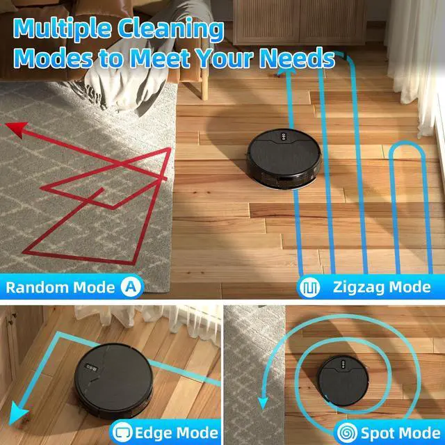 Alt view image 3 of 7 - Robot Vacuum and Mop Combo, Robot Vacuum Cleaner, 6 Cleaning Modes, Large Capacity Water Tank Dustbin, Self-Charging, WiFi/App/Alexa, Ideal for Hard Floor, Carpet, Pet Hair