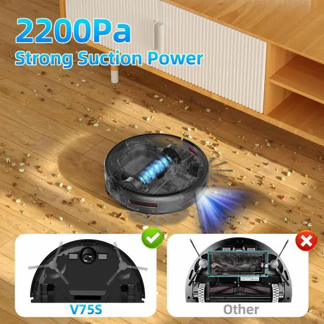 Alt view image 4 of 7 - Robot Vacuum and Mop Combo, Robot Vacuum Cleaner, 6 Cleaning Modes, Large Capacity Water Tank Dustbin, Self-Charging, WiFi/App/Alexa, Ideal for Hard Floor, Carpet, Pet Hair