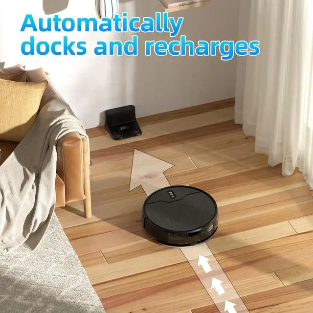 Alt view image 7 of 7 - Robot Vacuum and Mop Combo, Robot Vacuum Cleaner, 6 Cleaning Modes, Large Capacity Water Tank Dustbin, Self-Charging, WiFi/App/Alexa, Ideal for Hard Floor, Carpet, Pet Hair