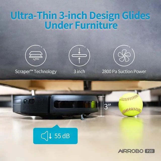 Alt view image 5 of 7 - Robot Vacuum, 2800Pa Powerful Suction, Smart Navigation, App & Remote Control, 120 Mins Runtime, Anti-Collision & Anti-Drop, for Hard Floor/Carpet/Pet Hair