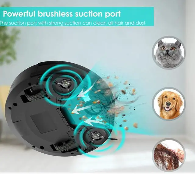 Alt view image 2 of 7 - M210 Robot Vacuum Cleaner, 120-Min Runtime, Compact Design, Powerful Suction, Low Noise, Wi-Fi/App/Voice Control, Self-Charging, Scheduled Cleaning, Ideal for Pet Hair and Hard Floors, Black