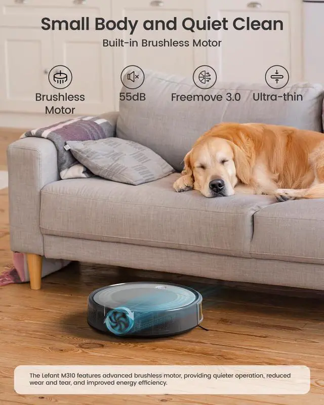 Alt view image 4 of 7 - M310 Robot Vacuum Cleaner 4500Pa Suction, Ultra-Slim & Quiet, PreciSense Obstacle Avoidance, WiFi/App/Voice Control, 160-Min Runtime, Self-Charging Ideal for Pet Hair & Hard Floors (Gray)