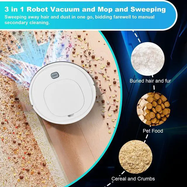 Alt view image 2 of 7 - Robot Vacuum Cleaner with Automatic dust Collection Base,Strong Suction,Robot Vacuum Cleaner and Mop Combo, 3-in-1 Vacuum,Intelligent Navigation Obstacle Avoidance,Ultra-Thin & Quiet,White