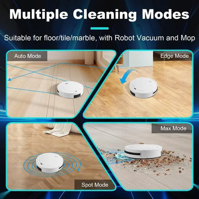 Alt view image 6 of 7 - Robot Vacuum Cleaner with Automatic dust Collection Base,Strong Suction,Robot Vacuum Cleaner and Mop Combo, 3-in-1 Vacuum,Intelligent Navigation Obstacle Avoidance,Ultra-Thin & Quiet,White