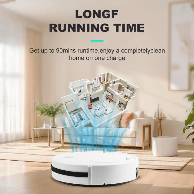 Alt view image 3 of 7 - Robot Vacuum Cleaner with Automatic dust Collection Base,Strong Suction,Robot Vacuum Cleaner and Mop Combo, 3-in-1 Vacuum,Intelligent Navigation Obstacle Avoidance,Ultra-Thin & Quiet,White