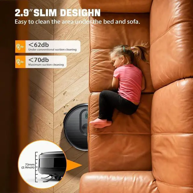 Alt view image 6 of 7 - Robot Vacuum and Mop Combo, 2 in 1 Robot Vacuuming & Mopping 3200Pa Max Suction,with Schedule, App/Bluetooth/Voice, Robot Vacuum Cleaner Self-Charging, Slim, Ideal for Pet Hair, Hard Floor, Carpet