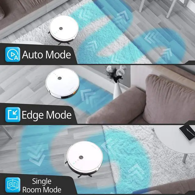 Alt view image 5 of 7 - Pure Clean Robotic Vacuum Cleaner - 1100Pa Suction - Wifi Mobile App and Gyroscope Mapping - Ultra Thin 2.9 Height Cleans Carpets and Hardwood Floor - PUCRC455