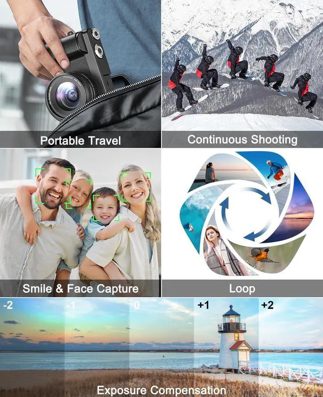 Alt view image 6 of 7 - 4K Digital Camera for Photography and Video, Autofocus Anti-Shake 48MP Vlogging Camera for YouTube, 3'' 180°Flip Screen Camera with Flash 16X Zoom, Digital Camera with 32GB Card Battery Charger Black