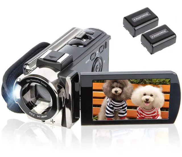 Main image of Video Camera Camcorder Digital Camera Recorder Full HD 1080P 15FPS 24MP 3.0 Inch 270 Degree Rotation LCD 16X Zoom Camcorder with 2 Batteries(604s)