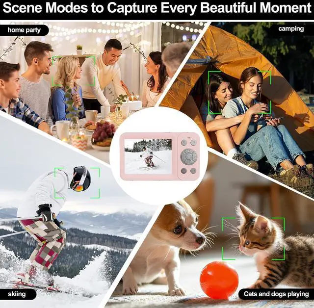 Alt view image 7 of 7 - Upgraded 5K Dual Screen Digital Camera,80MP Vlog Photography Camera for YouTube,Campus,Travel,Compact Point & Shoot Camera for Teens & Beginners with Autofocus,18x Zoom,Anti-Shake,Pink