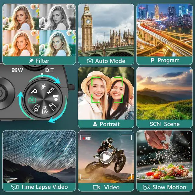 Alt view image 7 of 7 - 5K Digital Camera, 64MP Cameras for Photography with 6X Optical Zoom & Autofocus, WiFi Vlogging Camera for YouTube Video, Dual-Lens, 2 Batteries, 64GB Card & Flash, Best Cameras for Content Creators