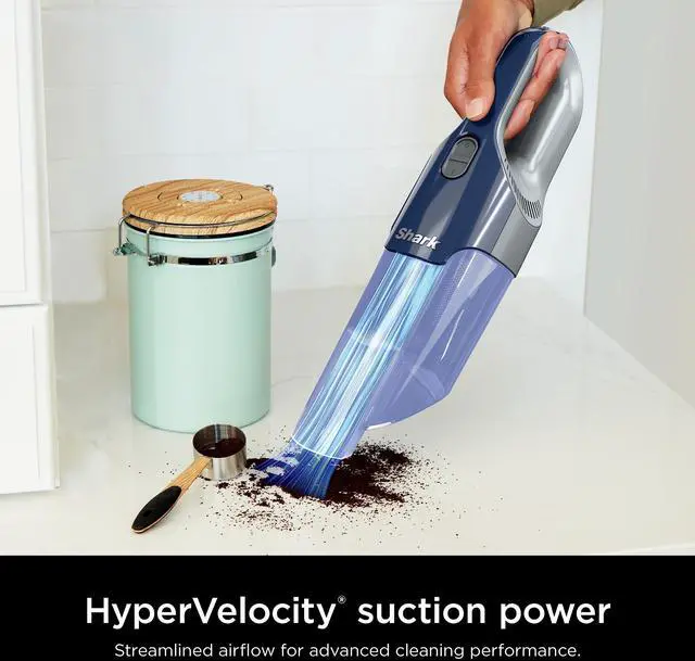 Alt view image 2 of 7 - Cyclone PET Handheld Vacuum with 8" Crevice Tool, HyperVelocity Suction, Navy Blue/Grey, CH701